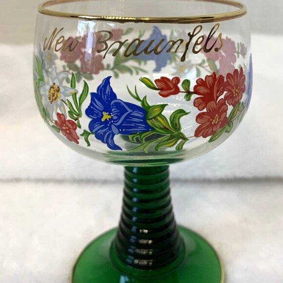 Vintage Romer Floral Wine Glass Goblet West Germany Green Stem France EUC - Picture 2 of 8